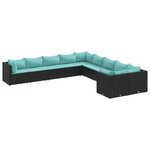 vidaXL Salon de jardin 10 Pièces avec coussins noir résine tressée