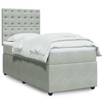 vidaXL Sommier à lattes de lit et matelas Gris clair 90x190 cm Velours