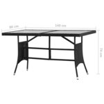 vidaXL Table de jardin Noir 140x80x74 cm Résine tressée