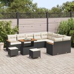 vidaXL Ensemble de canapé de jardin 12 Pièces Noir polyrotin