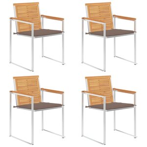 vidaXL Chaises de jardin 4 Pièces avec coussins Bois de teck massif
