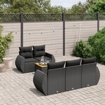 vidaXL Salon de jardin 6 Pièces avec coussins noir résine tressée