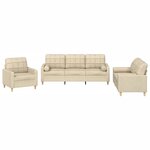 vidaXL Ensemble de canapés 3 Pièces avec coussins crème tissu