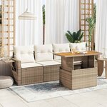 vidaXL Salon de jardin avec coussins 5 Pièces beige résine tressée