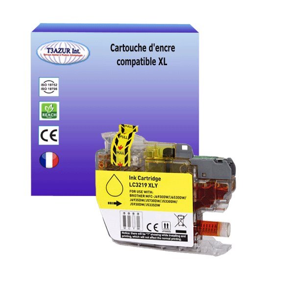 T3AZUR- Cartouche compatible avec Brother LC3217 / LC3219 XL Jaune pour Brother MFC-J6930DW  MFC-J6935DW  MFC-J6935DWF