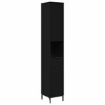 vidaXL Meuble de salle de bain haut avec porte Noir 31.5 x 33 x 190 cm