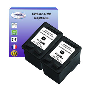 1+1 Cartouches compatibles avec HP DeskJet 6620, 6620xi, 6623, 6628, 6800, 6830, 6840, 6840dt,6840xi remplace HP 338 (C8765EE) Noire 18ml - T3AZUR