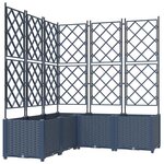 vidaXL Bac à fleurs avec Treillis 5 Pièces Gris 120 x 120 x 143 cm PP