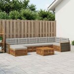 vidaXL Ensemble de canapés d'extérieur 8 pc Naturel et gris clair