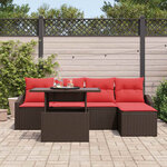vidaXL Ensemble de canapé de jardin 6 Pièces Marron et rouge polyrotin