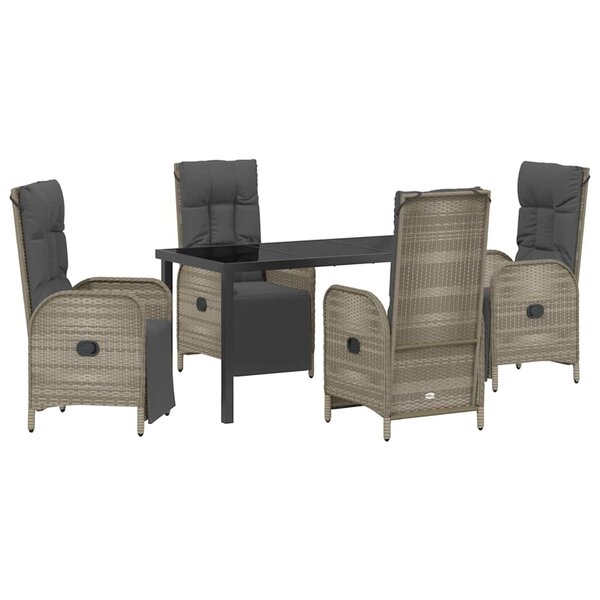 vidaXL Ensemble de salle à manger pour jardin 5 Pièces Gris Poly rotin