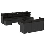 vidaXL Salon de jardin 11 Pièces avec coussins noir résine tressée