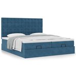 VidaXL Cadre de lit ottoman avec matelas bleu foncé 180x200 cm velours