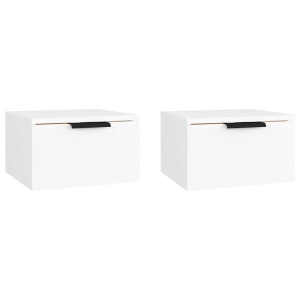 vidaXL Tables de chevet murales 2 Pièces blanc 34x30x20 cm