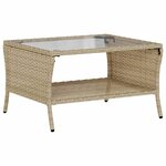 vidaXL Canapé de jardin 2places coussins et table beige résine tressée