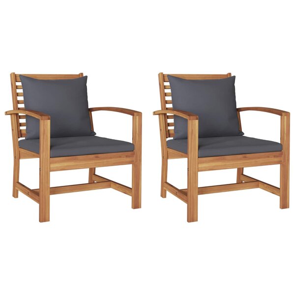 vidaXL Chaise avec coussin 2 Pièces Brun et gris foncé 65 x 60 x 76 5 cm