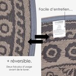Tapis extérieur terrasse réversible rond - Tapis de jardin imperméable et résistant UV - Mandala - Gris - 170 cm - HOMESCAPES