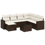 vidaXL Salon de jardin 8 Pièces avec coussins marron résine tressée