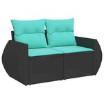 vidaXL Salon de jardin 9 Pièces avec coussins noir résine tressée