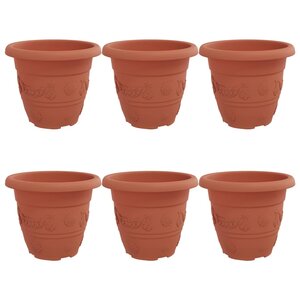 vidaXL Pot à fleurs rond 6 Pièces Rouge brique Ø 26 x 21 5 cm Plastique