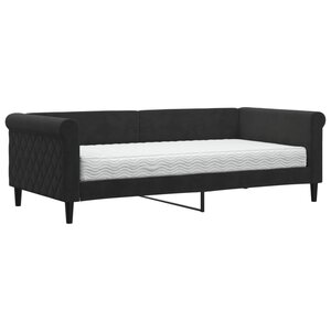 vidaXL Lit de jour avec matelas noir 90x190 cm velours