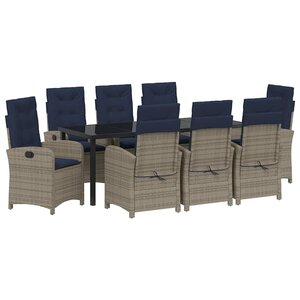 vidaXL Ensemble de salle à manger pour jardin 9 Pièces Gris polyrotin