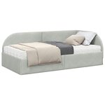 vidaXL Cadre de lit d'angle avec matelas 2 Pièces Gris clair Velours