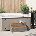 VidaXL Marche bain remous gris 100x50x50 5 cm polyrotin acacia massif