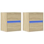 vidaXL Meubles TV muraux lumières LED 2 Pièces chêne sonoma 41x31x45 cm