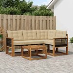 vidaXL Ensemble de canapés d'extérieur 5 Pièces Naturel et Beige