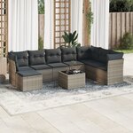 vidaXL Salon de jardin 9 Pièces avec coussins gris résine tressée