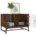 vidaXL Table basse avec portes en verre chêne fumé 68 5x50x50 cm