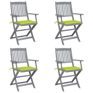 vidaXL Chaises pliables d'extérieur lot de 4 et coussins Bois d'acacia
