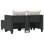 vidaXL Canapé de jardin 2 places avec tabourets noir résine tressée