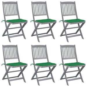 vidaXL Chaises pliables d'extérieur lot de 6 et coussins Bois d'acacia
