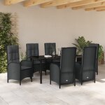 vidaXL Ensemble de jardin de 7 pièces Rattan Poly Noir