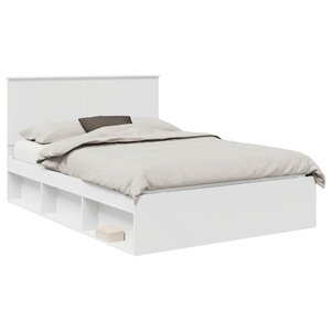 vidaXL Cadre de lit avec tête de lit Blanc 135 x 190 cm Pin massif
