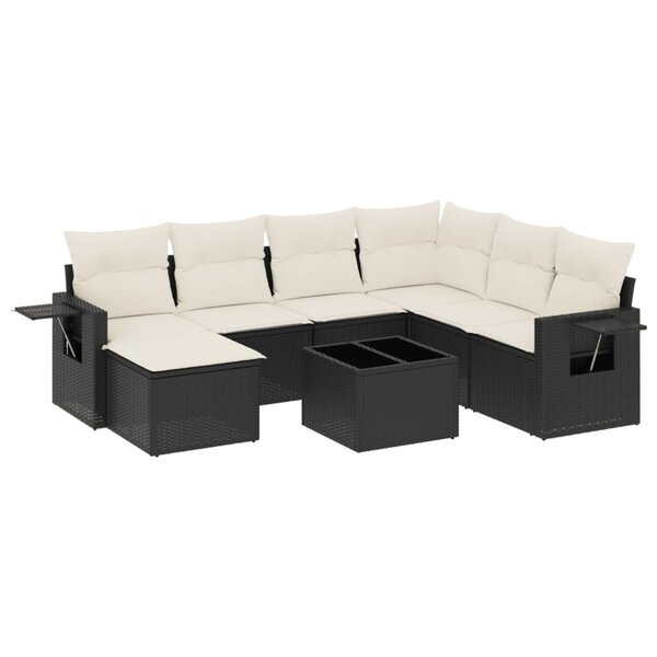 vidaXL Salon de jardin 8 Pièces avec coussins noir résine tressée