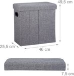 Tabouret banc banquette pouf de rangement pliable pliant 50 litres gris 13_0002776_3