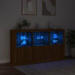 vidaXL Buffet avec lumières LED chêne marron 181 5x37x100 cm