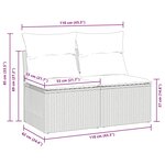 vidaXL Salon de jardin 2 Pièces avec coussins gris résine tressée acacia