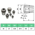 vidaXL Douilles de serrage ER16 10 Pièces Ensemble d'outils de tournage