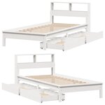 vidaXL Lit bibliothèque sans matelas blanc 75x190cm bois de pin massif