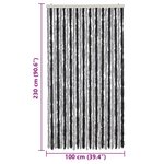 vidaXL Rideau anti-mouches gris et noir 100x230 cm chenille