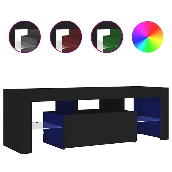 vidaXL Meuble TV avec lumières LED noir 120x35x40 cm