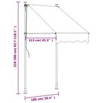 vidaXL Auvent rétractable crème 100x150 m tissu et acier