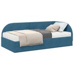 vidaXL Cadre de lit d'angle avec matelas 2 Pièces Bleu Velours