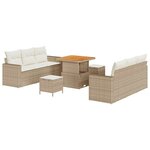 vidaXL Ensemble de canapé de jardin avec coussin 9 Pièces Beige polyrotin