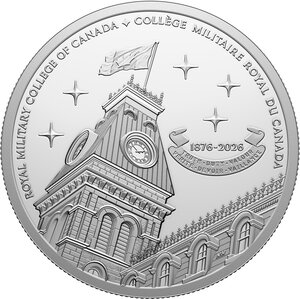 Monnaie ROYAL MILITARY COLLEGE OF CANADA 150 Anniversaire Argent 20$ Canada 2026 (PRÉCOMMANDE)