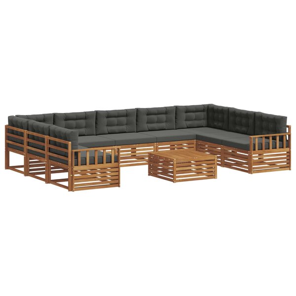 vidaXL Ensemble de canapés d'extérieur 10 pc Naturel et Anthracite
